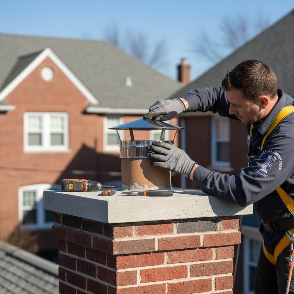 Boston Chimney Cap Installation